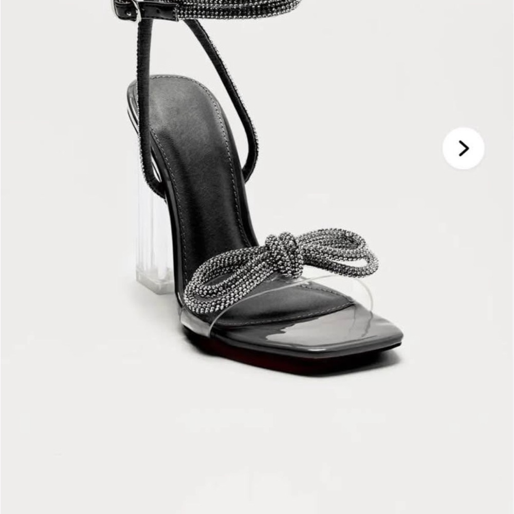Fashion Nova Black and Silver Bow Heels